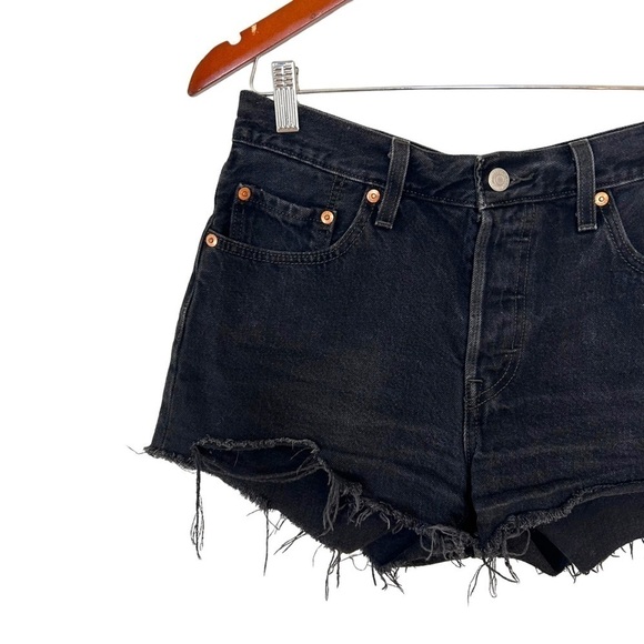 Levi's 501 Cut Off Black Denim Shorts - Picture 5 of 14